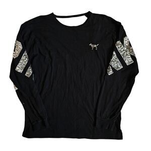 Y2k Pink Victoria's Secret Shirt Oversized Open Back Sequin Detail - Medium